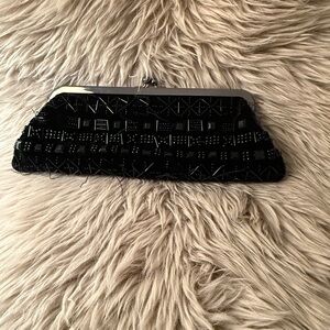 Chic Black Beaded Clutch